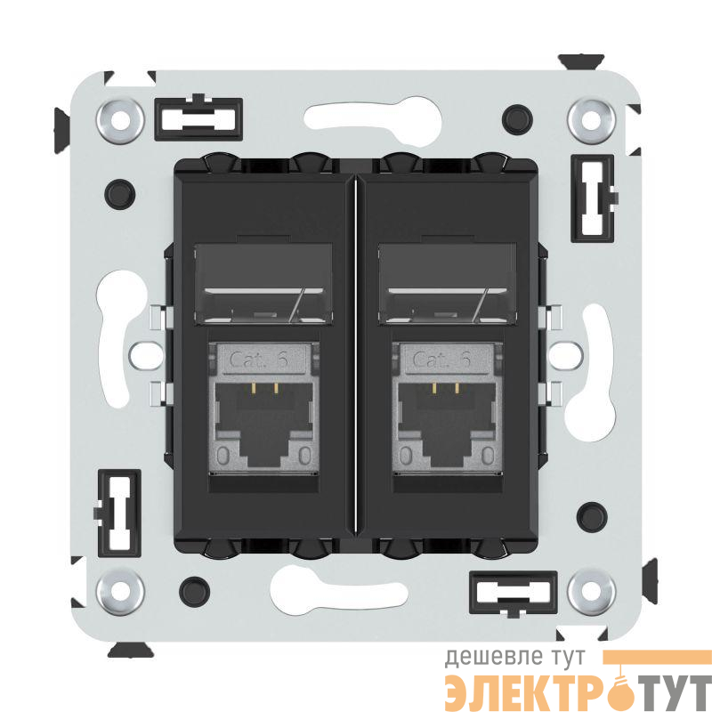 Розетка компьютерная 2-м СП Avanti "Черный матовый" RJ45 кат.6 экранир. DKC 4412394