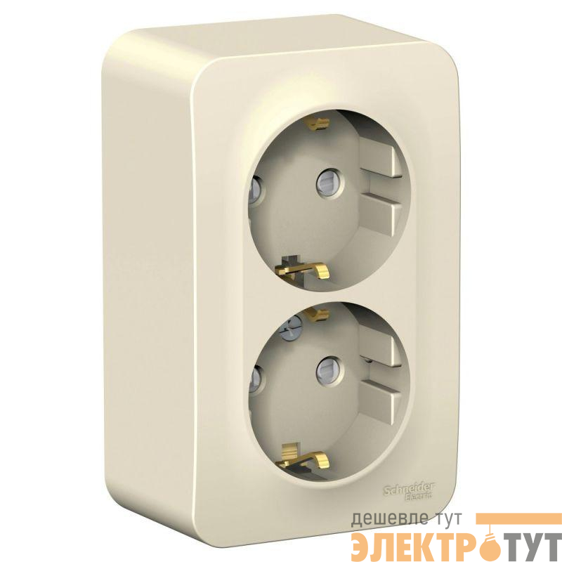 Розетка 2-м ОП Blanca 16А IP20 250В с заземл. защ. шторки с изолир. пластиной молоч. SE BLNRA011212