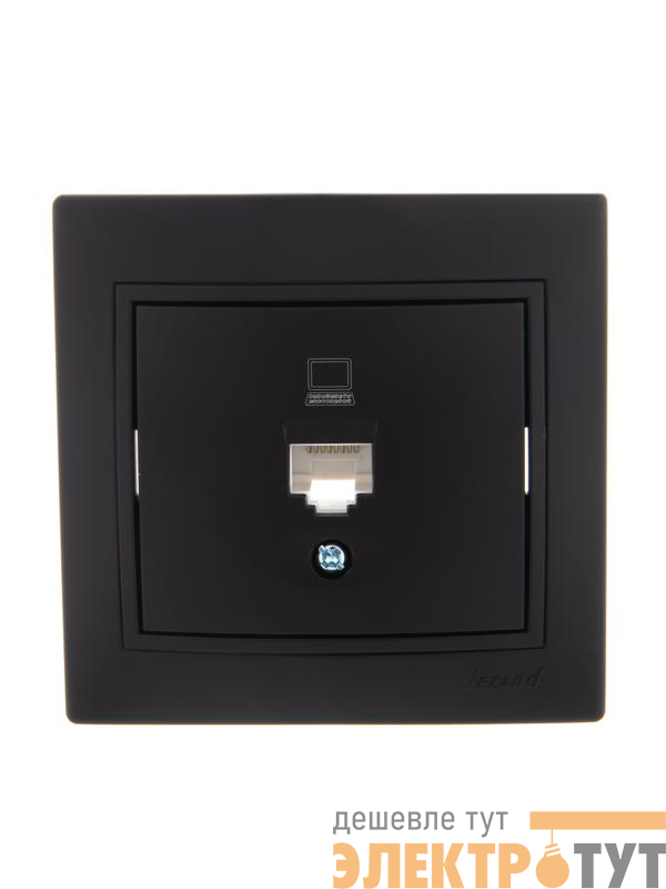 Розетка компьютерная 1-м СП Mira RJ45 черн. бархат LEZARD 701-4242-139