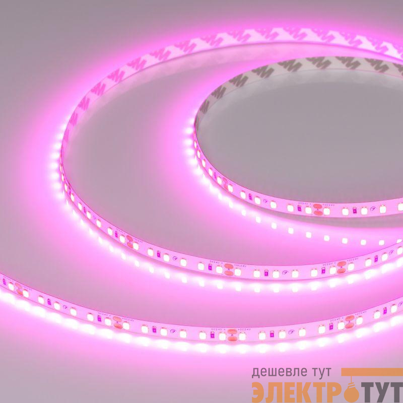 Лента светодиодная RT-A120-8mm 24V Magenta 9.6Вт/м IP20 2835 (уп.5м) Arlight 043381