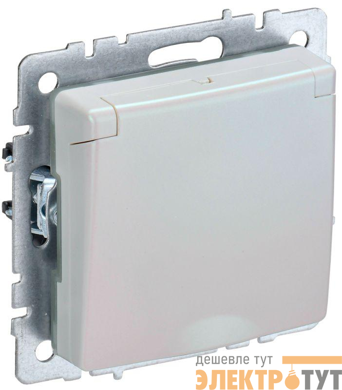 Розетка BRITE РСбш10-3-БрЖ 16А IP20 с заземл. защ. шторки с крышкой механизм жемчуж. IEK BR-R16-16-K36