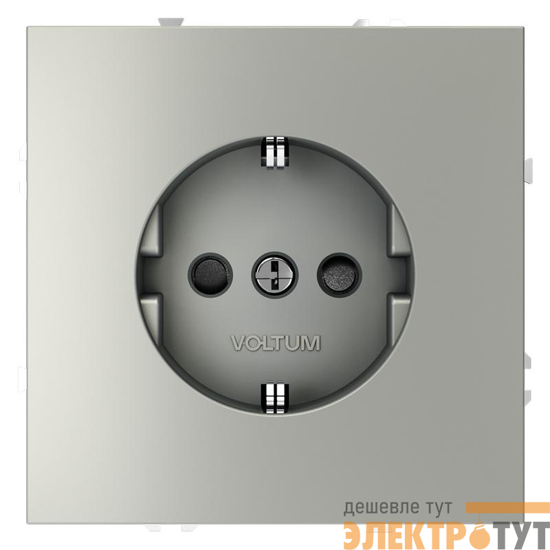 Розетка 1-м СП S70 16А с заземл. защ. шторки механизм сталь Voltum VLS040205