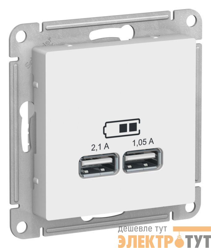 Розетка USB AtlasDesign тип A+A 5В/2.1А 2х5В/1.05А механизм лотос SE ATN001333