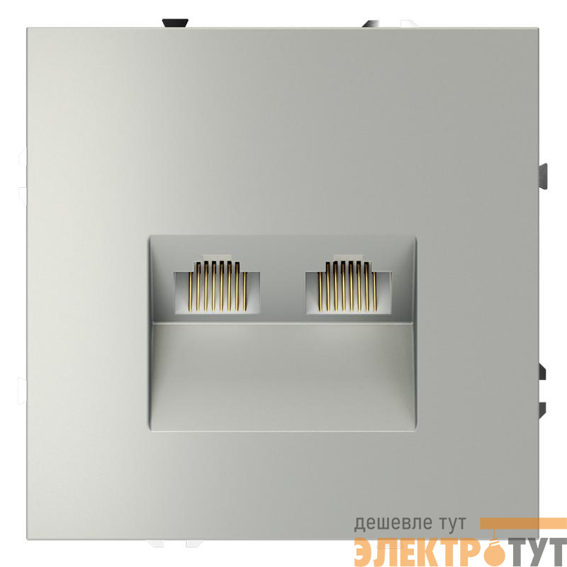 Розетка компьютерная 2-м СП S70 RJ45 + RJ45 кат.6 механизм сталь Voltum VLS060205