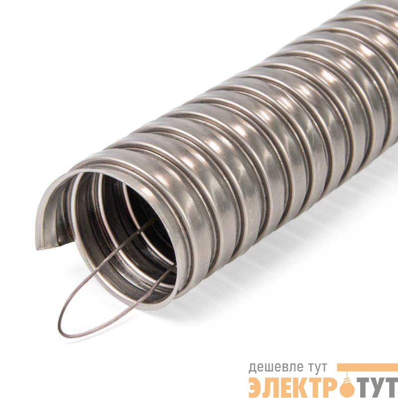 Металлорукав МР "INOX" 16 с протяжкой нерж. сталь (уп.50м) Fortisflex 87706