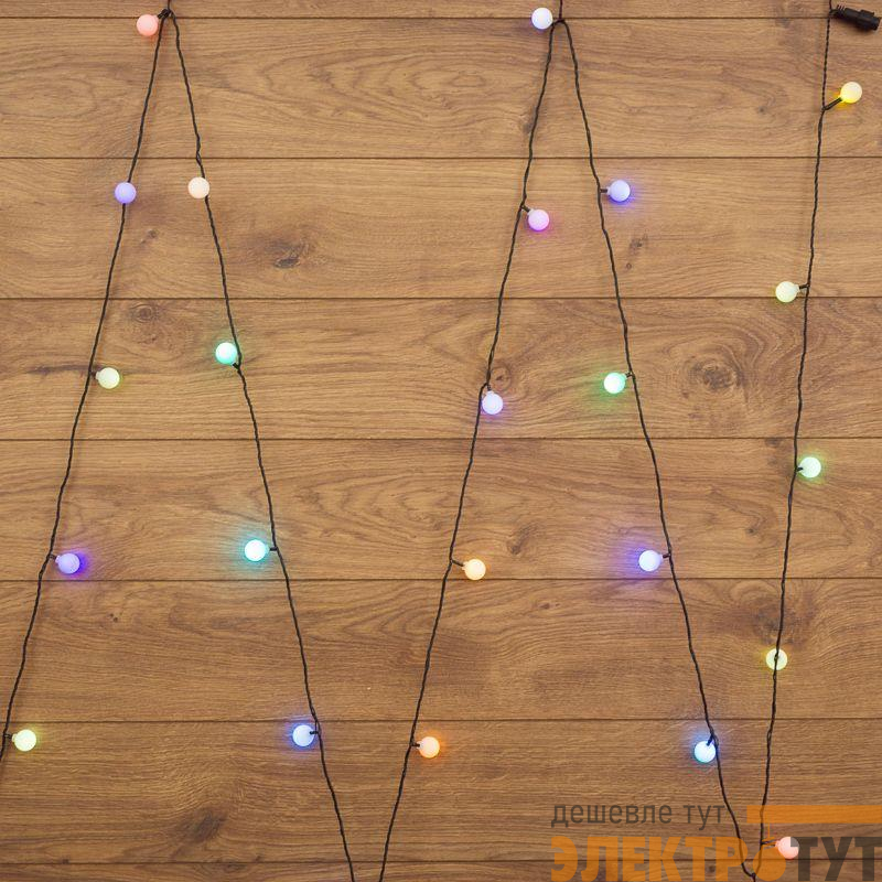 Гирлянда светодиодная "Шарики" 5м d25мм 25LED RGB 6Вт 220-240В IP20 провод ПВХ темн. зел. Neon-Night 303-559