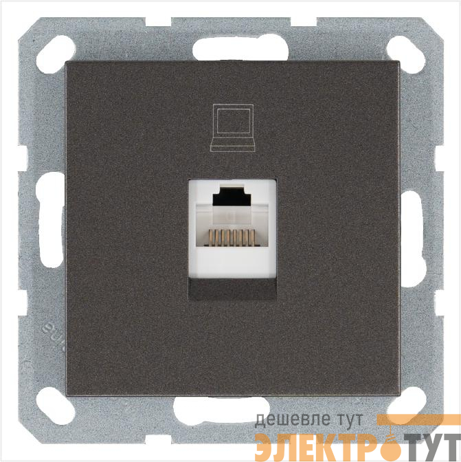 Розетка компьютерная 1-м RJ45 IP20 кат. 5E механизм мокко Jasmart G6105Z