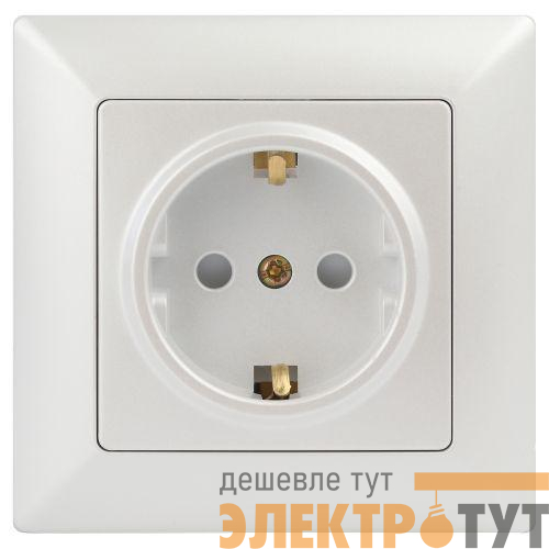 Розетка 1-м СП Solo 4-206-06 16А 250В IP20 2P+E Schuko с заземл. защ. шторки перламутр Intro Б0053686