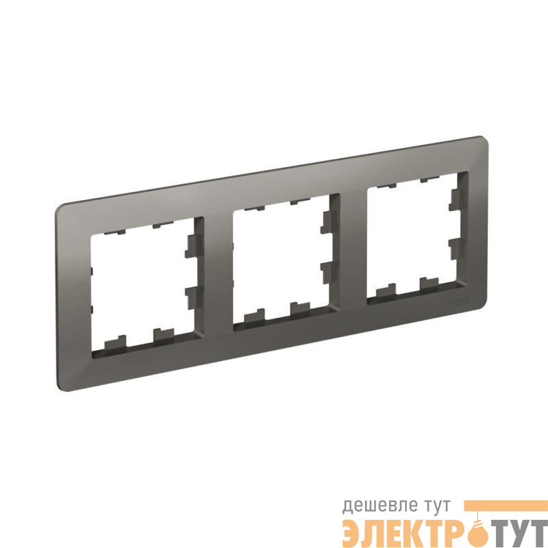 Рамка 3-м AtlasDesign Air сталь/дым. черн. SE ATN220903