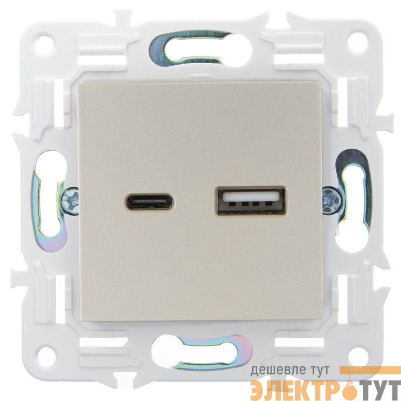 Розетка USB A+C 18Вт SKANDY SK-R13Sh шампань IEK SK-U22-018-K37