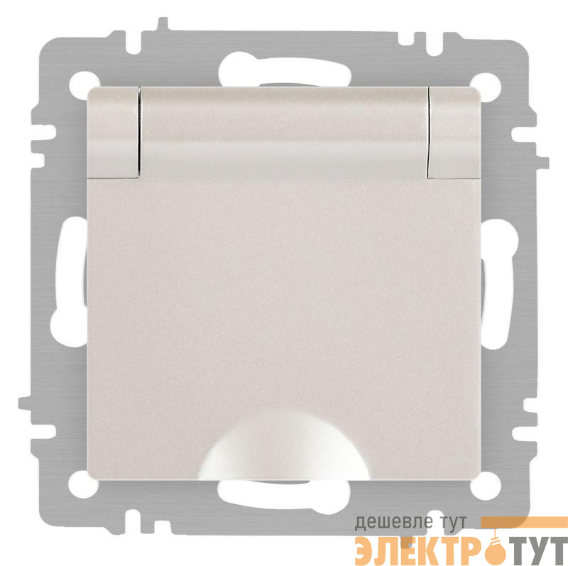 Розетка 1-м СП Accent 6-203-06 16А IP20 250В 2P+E Schuko с крышкой AL/CU перламутр. Intro Б0063429