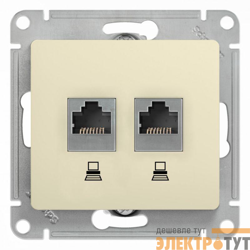 Розетка компьютерная 2-м Glossa RJ45 кат.5E механизм беж. SE GSL000285KK