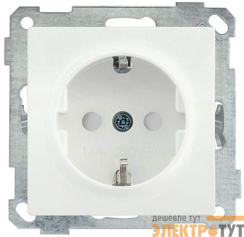 Механизм розетки 1-м СП Bolero РС14-1-0-Б 16А IP20 с заземл. защ. шторки бел. IEK ERB14-K01-16-1