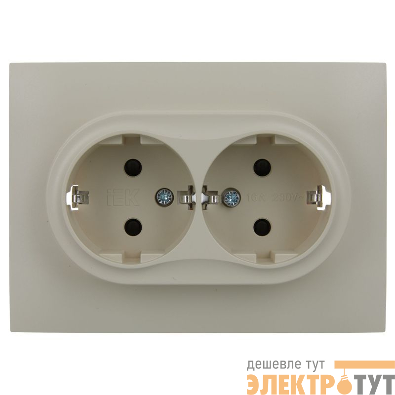 Розетка 2-м SKANDY 16А с заземл. защ. шторки в сборе SK-R07B беж. IEK SK-R24-16-K10-F