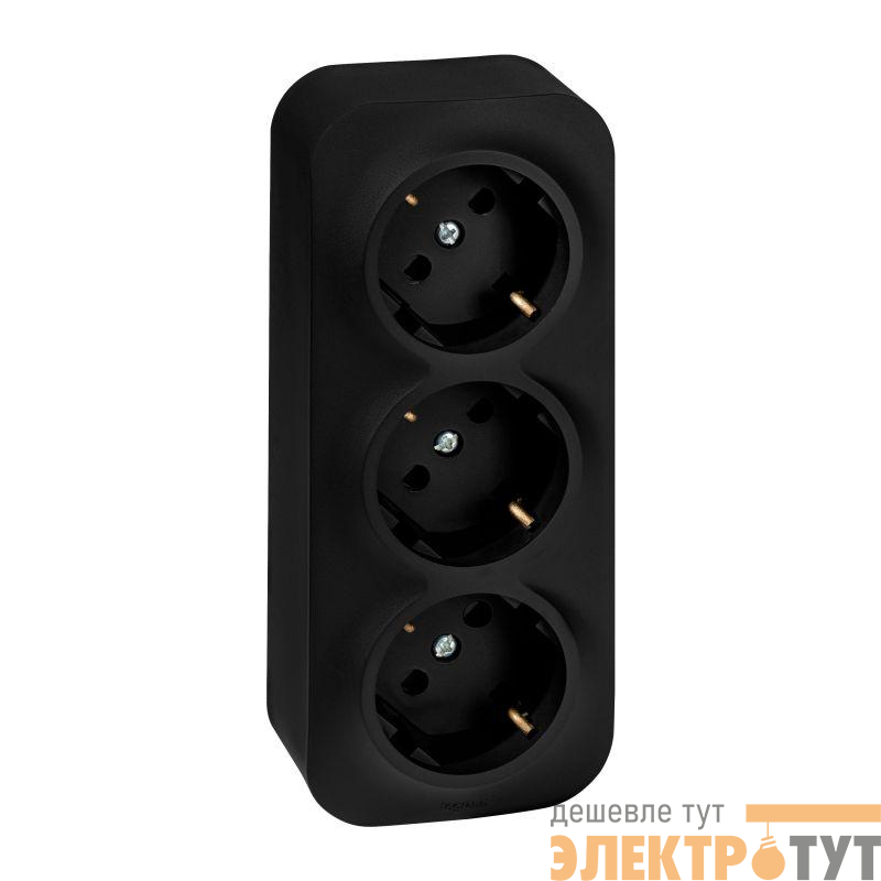 Розетка 3-м ОП Quteo 16А IP20 250В 3х2P+E с заземл. защ. шторки черн. матов. IEK 782473