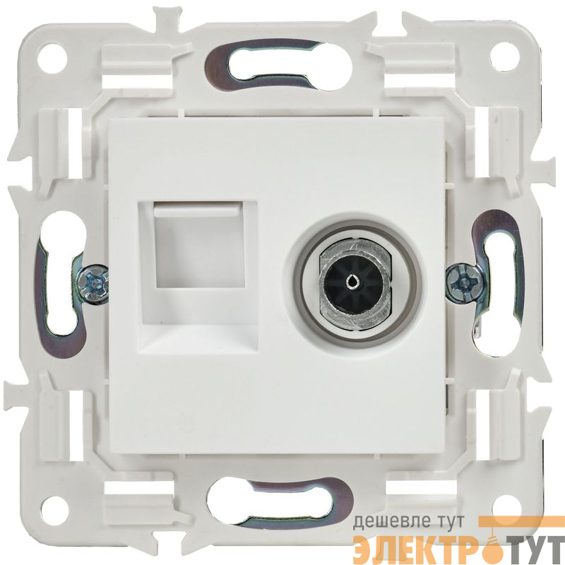 Розетка двойная TV+RJ45 кат.6E SKANDY SK-A15W арктич. бел. IEK SK-AK20-2-K01