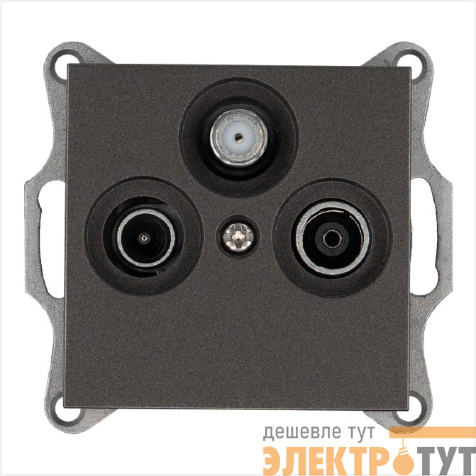 Розетка телевизионная оконечная TV + FM + SAT 3-м Ф9.5мм механизм мокко Jasmart G6206Z