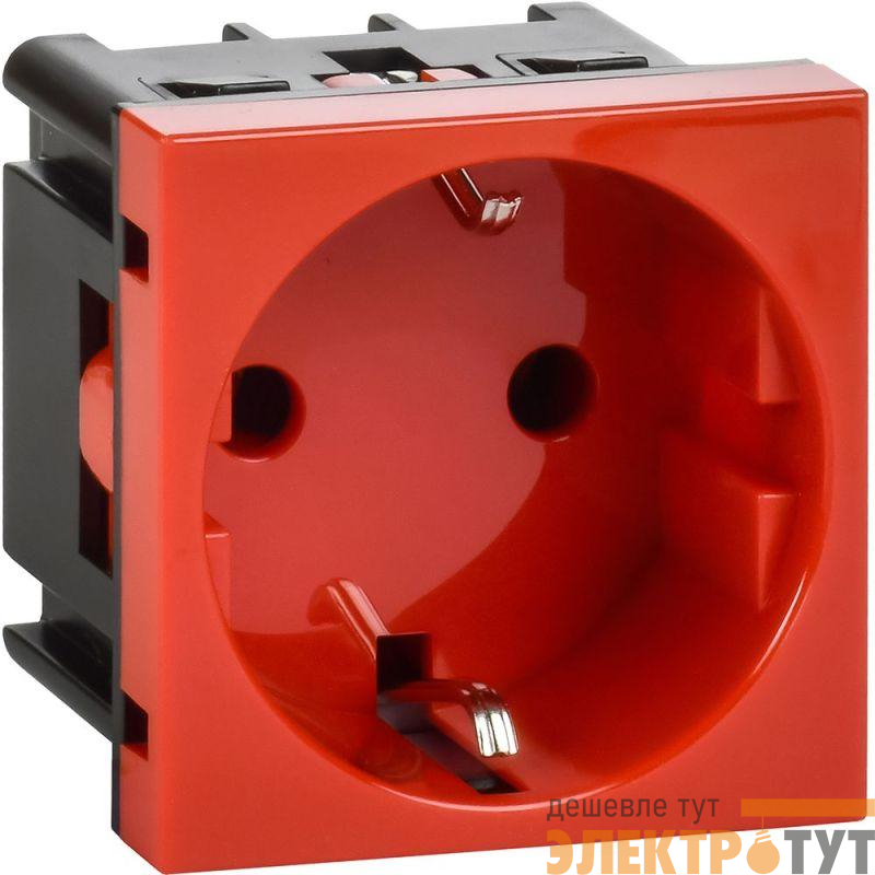 Розетка 2мод. 16А 250В 90град. с заземл. без защ. шторок винт. зажимы красн. ИЭК Leg 4525046