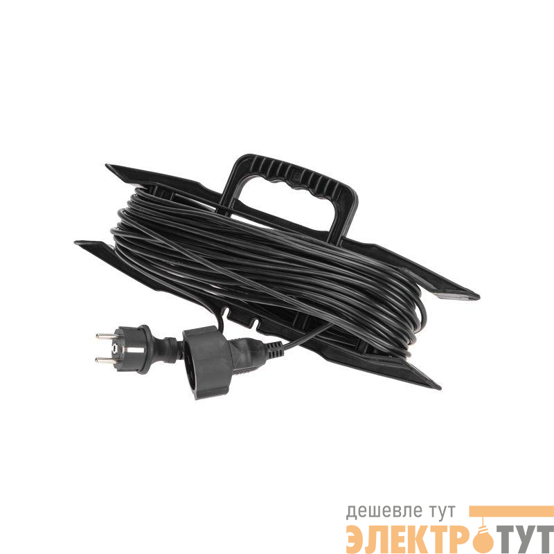 Удлинитель-шнур на рамке 1х20м с заземл. 6А 1.3кВт IP20 ПВС 3х0.75 черн. PROconnect 13-4914