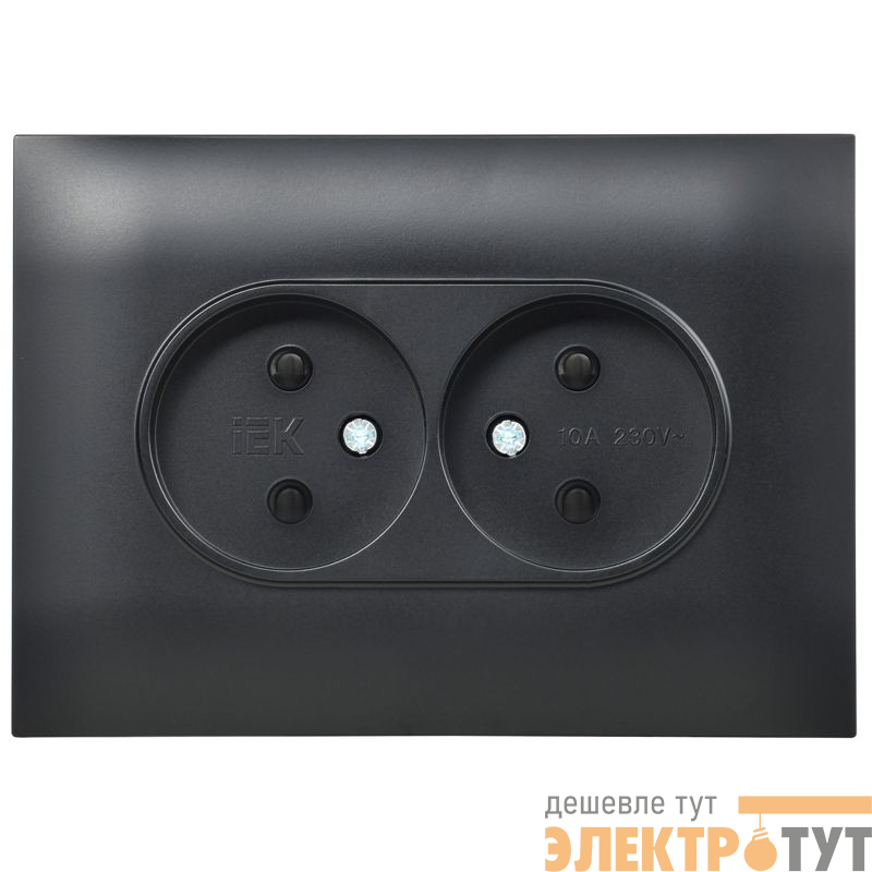 Розетка 2-м SKANDY 10А без заземл. защ. шторки в сборе SK-R09Bl черн. IEK SK-R23-10-K02-F