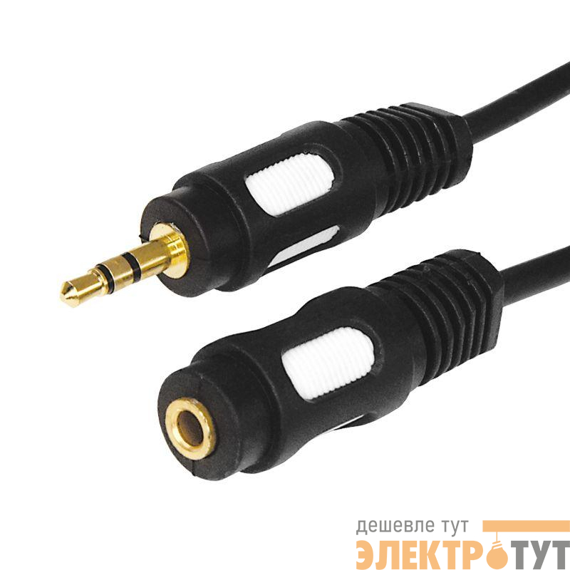 Шнур 3.5 Stereo Plug - 3.5 Stereo Jack 1.5м (GOLD) Rexant 17-4013