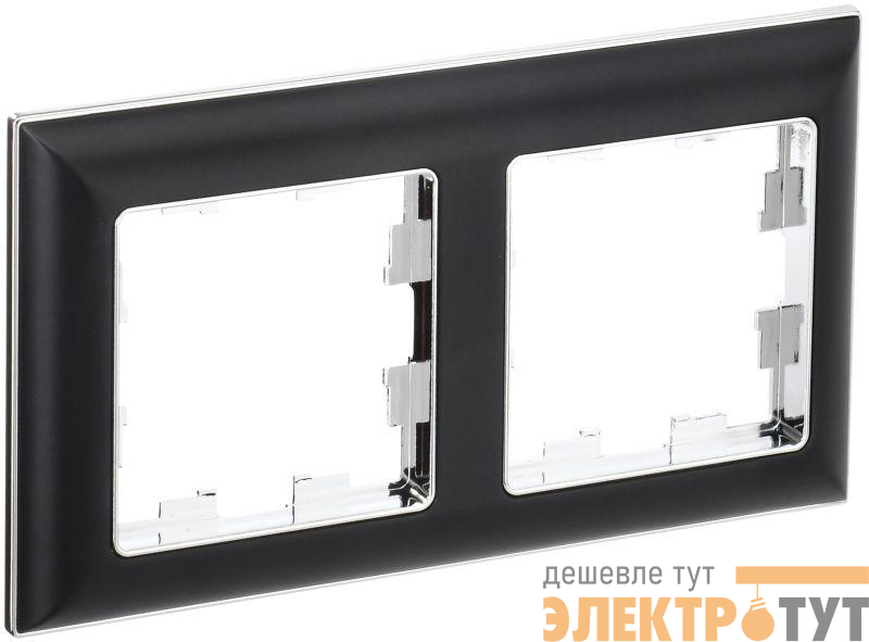 Рамка 2-м BRITE РУ-2-Бр хром/черн. IEK BR-M22-12-2-K23