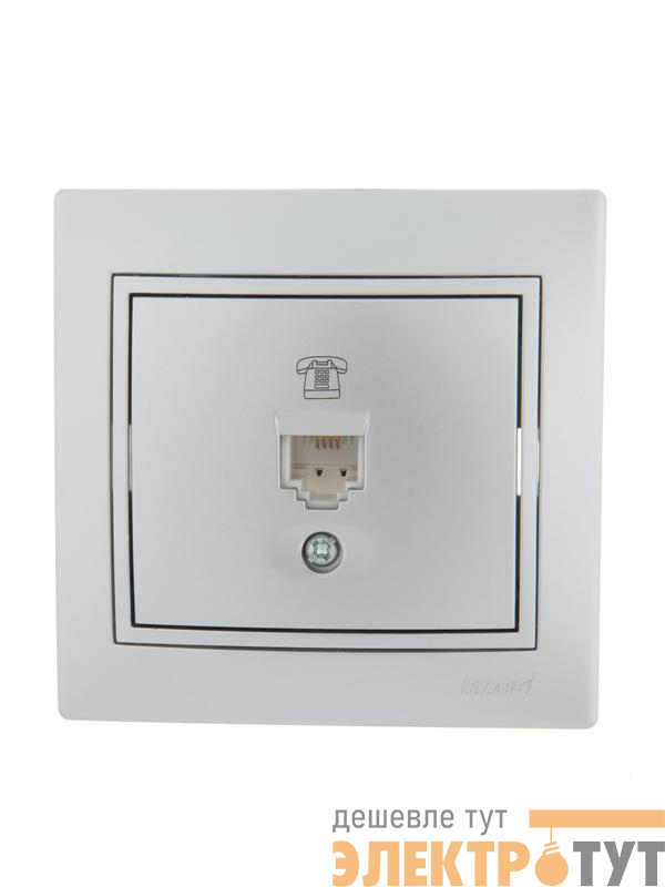 Розетка телефонная 1-м СП Mira RJ11 сер. метал. LEZARD 701-1010-137