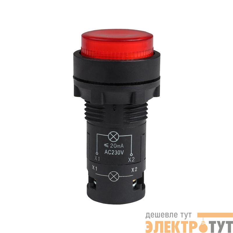 Кнопка с подсветкой OptiSignal Compact D22 С7-PL-M401 красн. 1НЗ 230В AC XB7NW34M2 КЭАЗ 362096