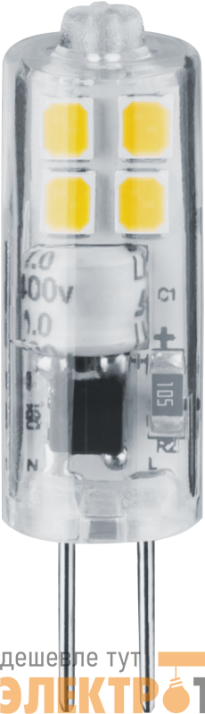 Лампа светодиодная 80 246 NLL-S-G4-2.5-230-4K-NF 2.5Вт капсульная прозрачная 4000К нейтр. бел. G4 190лм 220-240В без пульсаций Navigator 80246