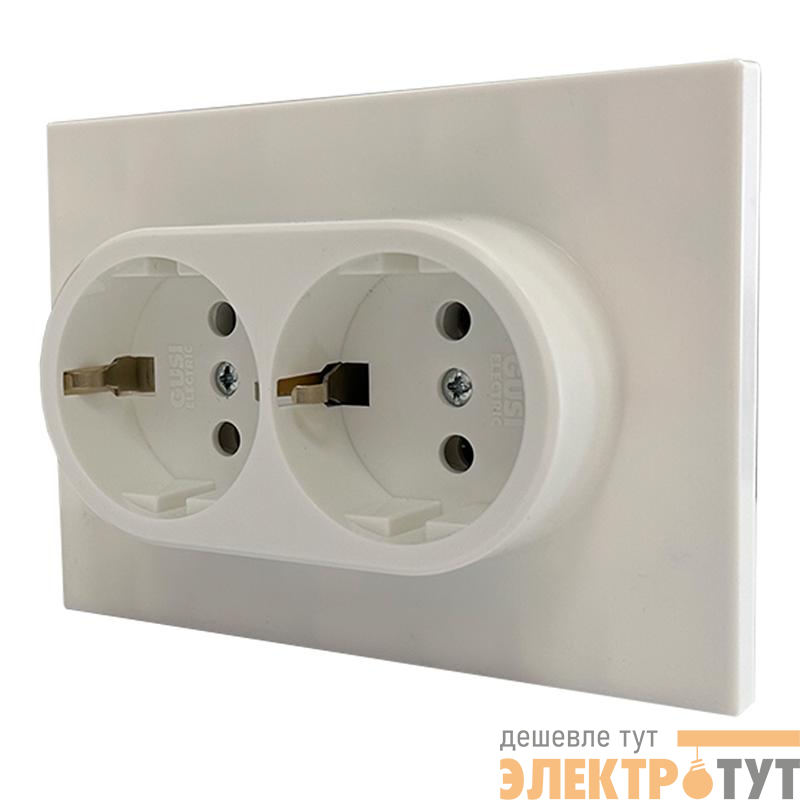 Механизм розетки 2-местн. с/з с з/ш СП Ugra 16А IP20 250В беж. GUSI С11Р6-003