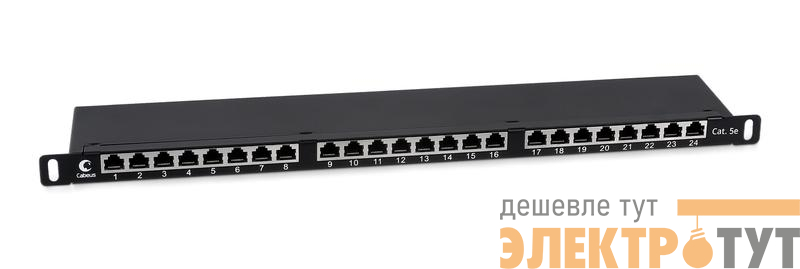 Патч-панель 19дюйм 0.5U 24 порта RJ45 кат.5E Dual IDC PLHD-24-Cat.5e-SH-Dual-0.5U полностью экранир. высок. плотности Cabeus 9650c