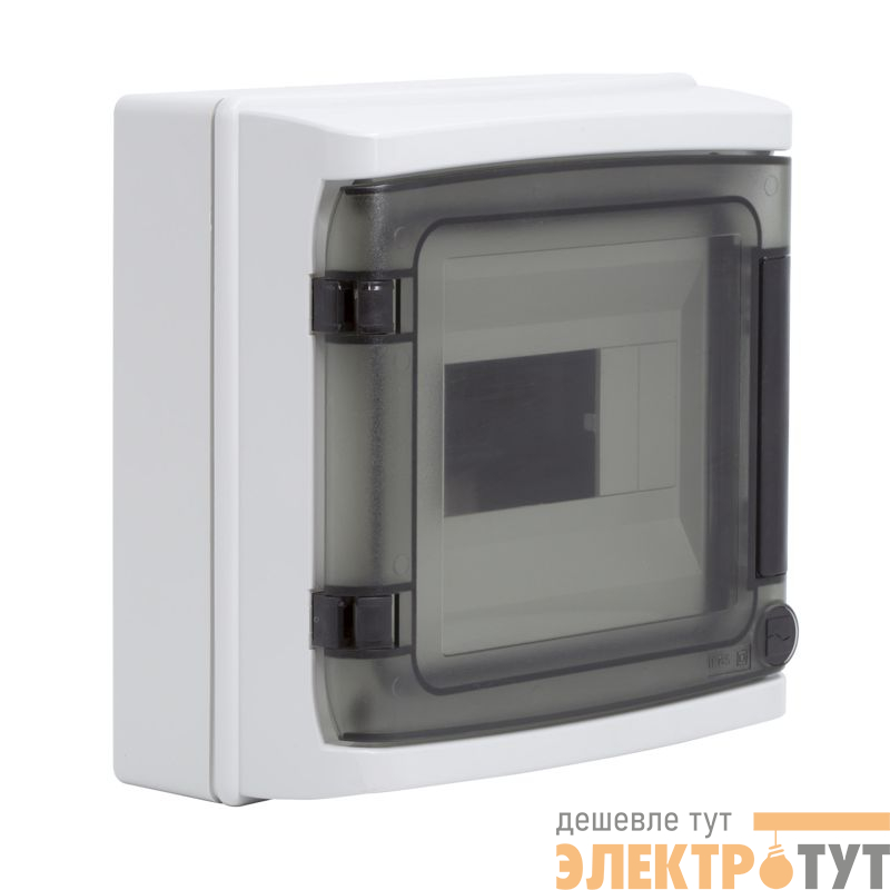 Щиток настенный ЩРн-п-8 8мод. IP65 с дверцей с клеммн. блоком 63А сер. DKC RB08W6TGD