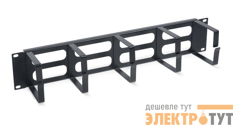 Органайзер кабельный горизонтальный JB08-2U-BK 19дюйм 2U 5 колец метал. черн. (RAL9004) Cabeus 7771c