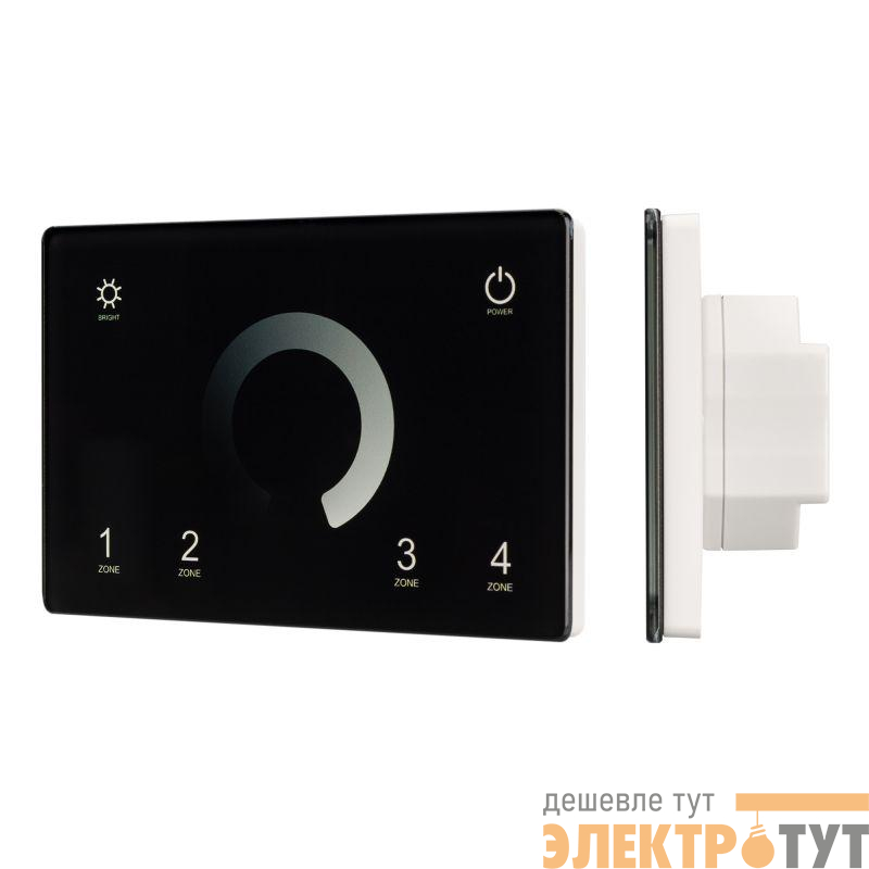 Панель Sens SMART-P79-DIM Black 230В 4 зоны 2.4G IP20 пластик Arlight 028399