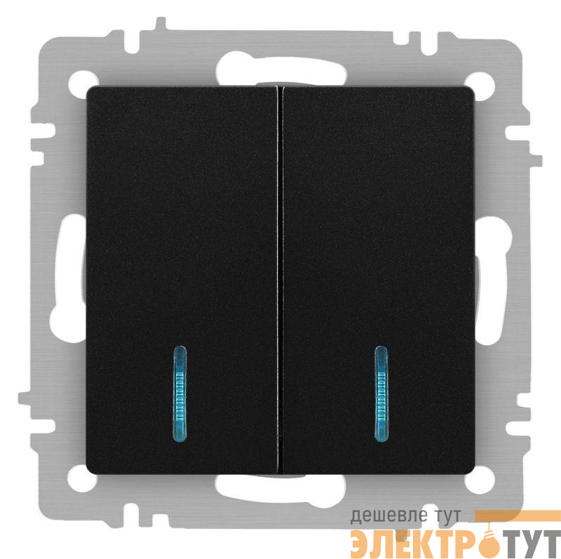 Выключатель 2-кл. СП Accent 6-105-05 10А IP20 250В с подсветкой AL/CU антрацит Intro Б0063516
