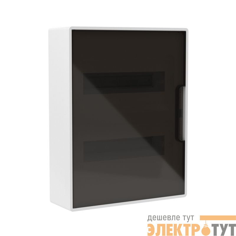 Щиток настенный Фрейм (FRAME) 24мод. с тонированной дверцей с шин. PEN 2шт 8 отверст. + 2шт 6 отверст. бел. DKC F24W1WD