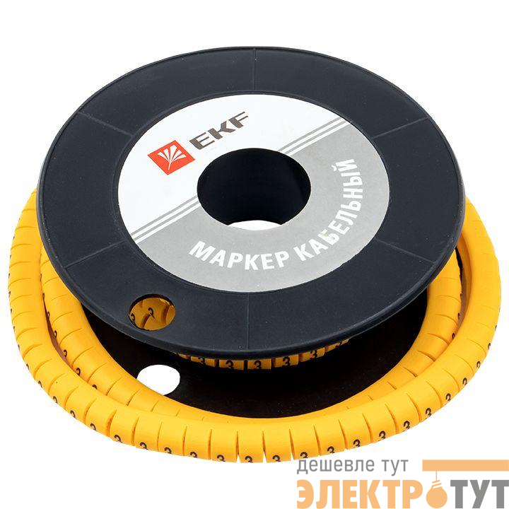 Маркер каб. 6.0кв.мм "3" (ЕС-3) (уп.350шт) EKF plc-KM-6-3