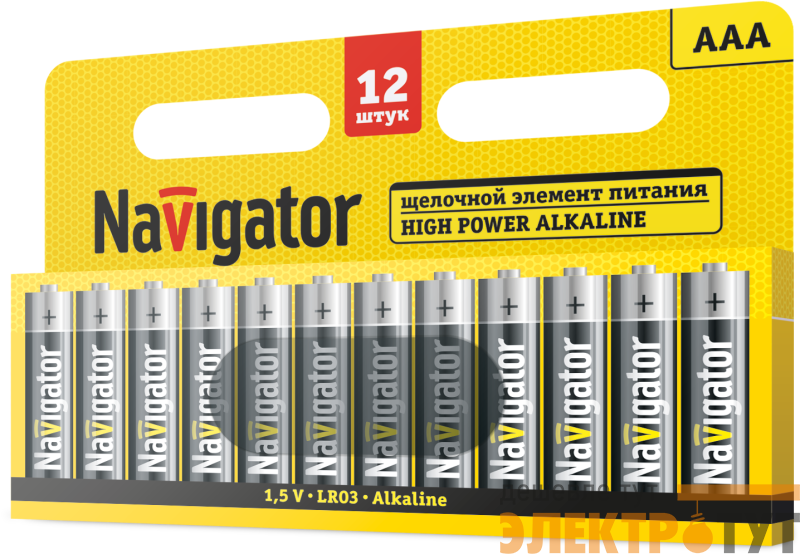 Элемент питания алкалиновый 95 160 NBT-01 AAA LR03 BP12 NAVIGATOR 95160
