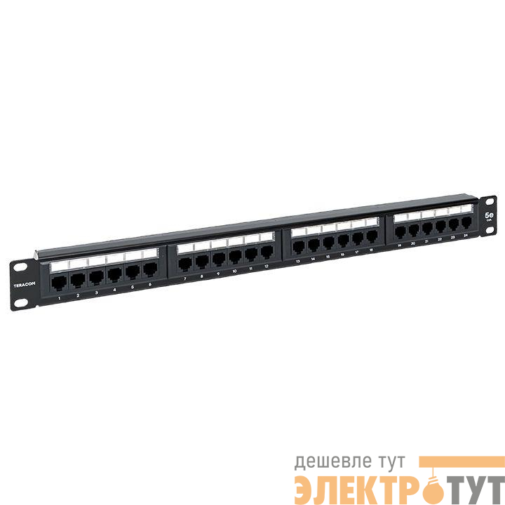 Патч-панель 19дюйм 1U кат.5E UTP неэкранир. 24 порта RJ45 110 IDC с органайзером TERACOM EKF TRC-PPNL-5EUTP-C1U24