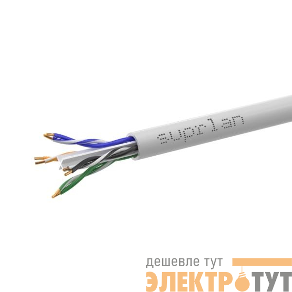 Кабель витая пара U/UTP кат.6 4х2х23AWG solid Cu PVC Six сер. (м) SUPRLAN 01-0316-1