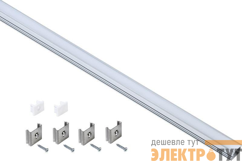 Профиль алюминиевый для LED ленты 1712 накладной прямоуг. опал (дл.2м) компл. аксессуров IEK LSADD1712-SET1-2-N1-1-08