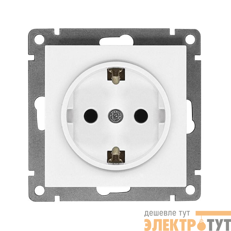 Розетка 1-м СП Афина 16А IP20 с заземл. механизм бел. Universal A0028