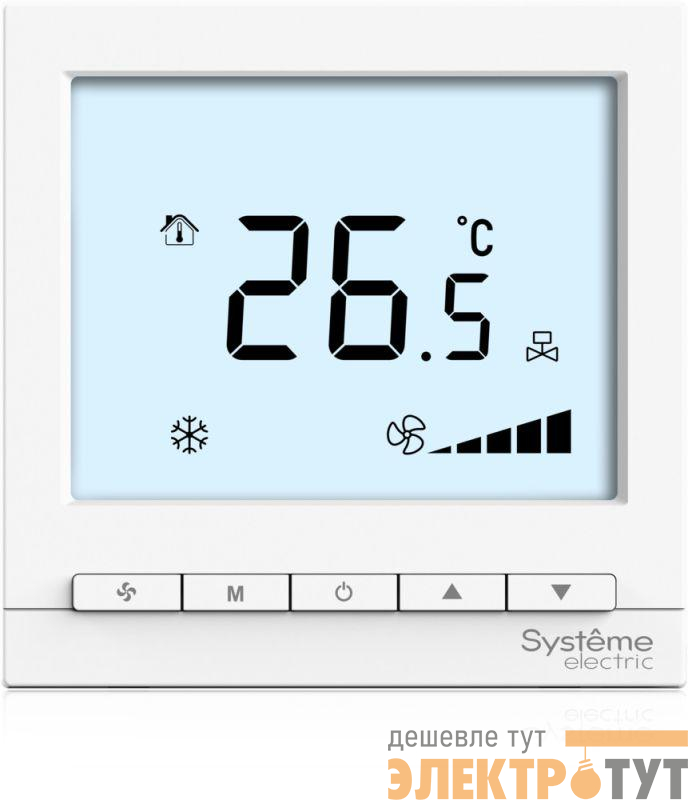 Термостат комнатный цифровой для 4тр 3ск FCU и 2-х поз. клап. 1UI 5DO Modbus ~220В BS бел. SE RTF4IML