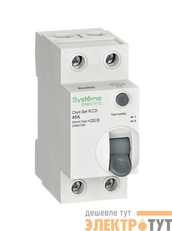 Выключатель дифференциального тока City9 Set 2п 40А 300мА A-S 230В SE C9R87240