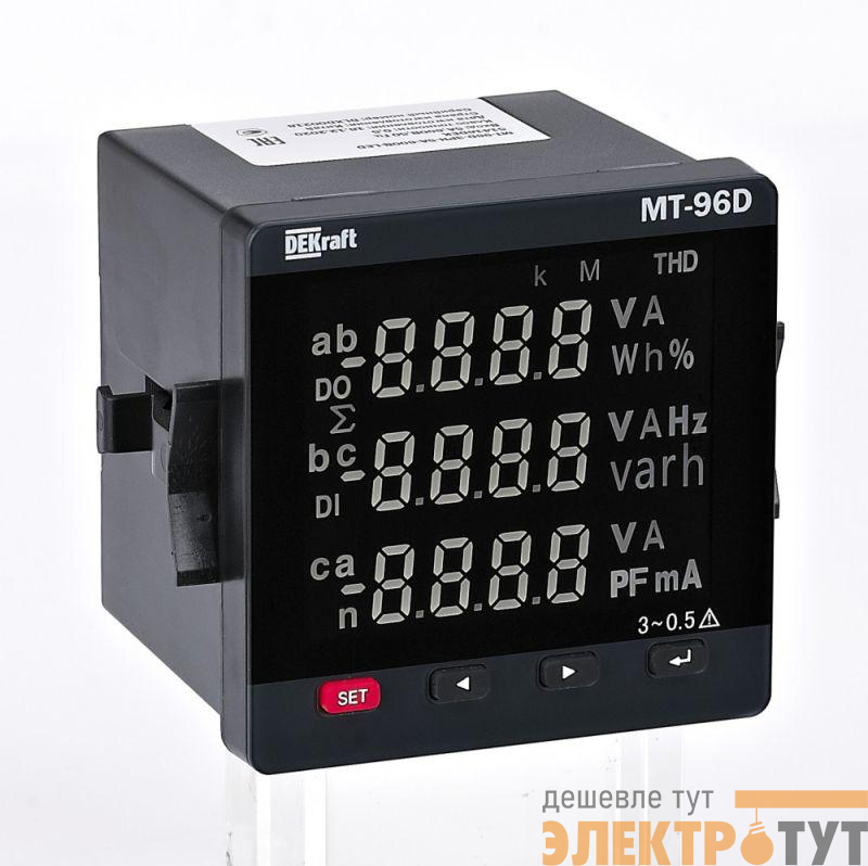 Мультиметр цифровой МТ-72D 3ф вх. 100В 5А 72х72мм LED-дисплей DEKraft 51402DEK