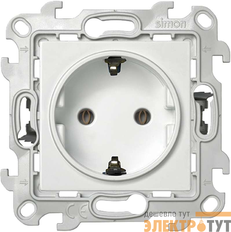 Розетка 1-м СП Simon 24 16А IP20 2P+E Push&Go без защ. шторок механизм бел. Simon 2420434-030