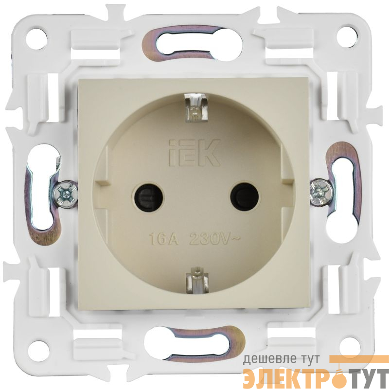 Розетка SKANDY 16А с заземл. защ. шторки безвинт. крепл. SK-R06B беж. IEK SK-R14-16-1-K10