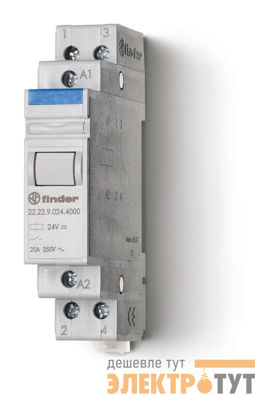 Контактор модульный 2NO 20А AgSnO2 230В AC 17.5мм IP20 FINDER 222282304000