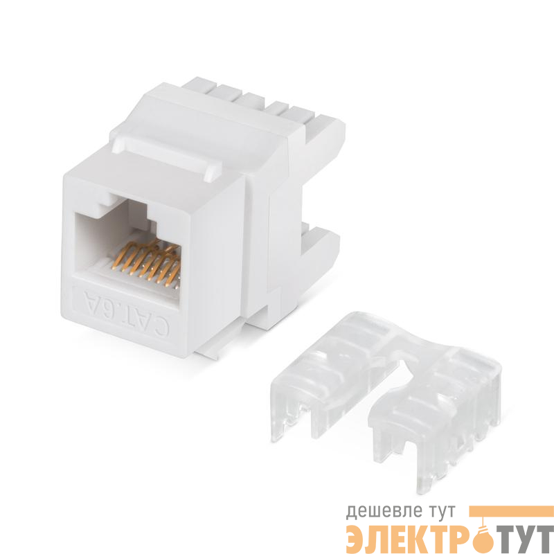 Вставка Keystone Jack RJ45 (8P8C) 180град. кат.6A Dual IDC (110&Krone type) бел. Cabeus 7654c