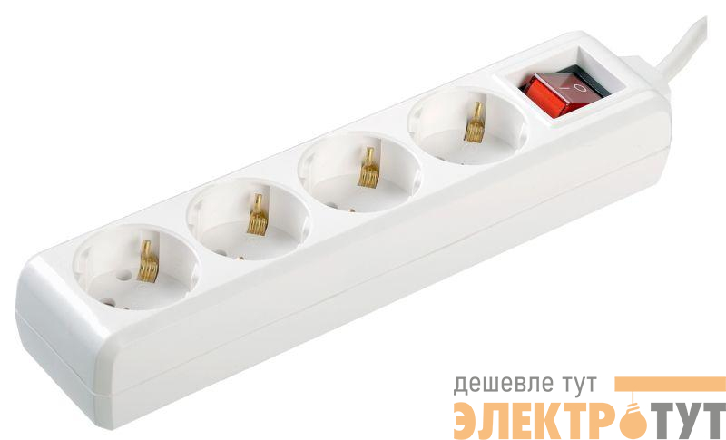 Удлинитель 4х1.5м с заземл. 16А IP20 У04К 2P+PE 250В ПВС 3х1 с выкл. IEK WYP10-16-04-01-ZK-17